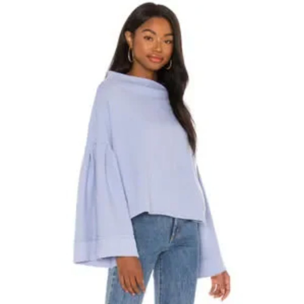 Free People Flare Sleeve Boat Neckline Casual Top